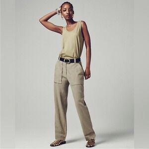 J.Crew Seaside Linen Blend Utilitarian‎ Minimalist Pant Khaki Tan 8